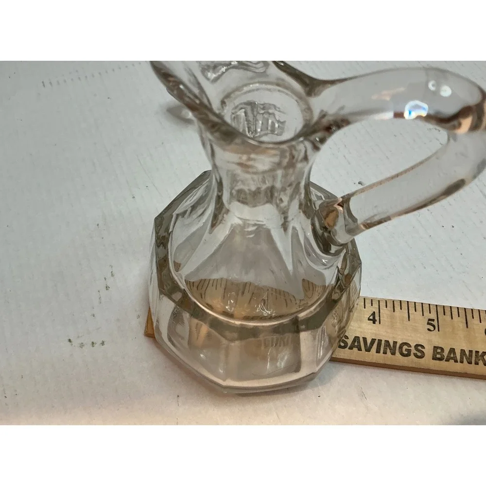 Vintage Glass Cruet Decanter with Stopper Clear Paneled Small 5.5in